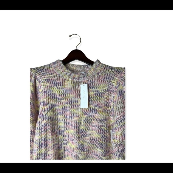 All in Favor Pink Pastel Marled Knit Ribbed Sweater Womens Medium Wool. - Picture 3 of 4